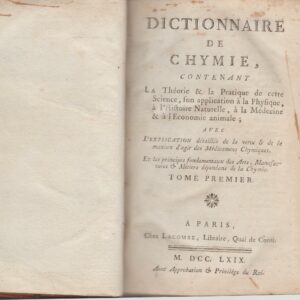dictionnaire de chymie  tome 1 & tome 2